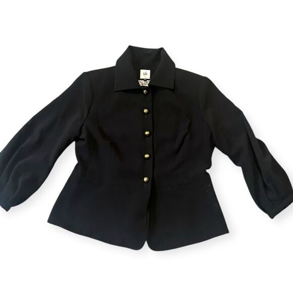 CABI Women's Black Abbott Brass Dome Button Front Blazer Jacket Size 6 - Picture 2 of 5